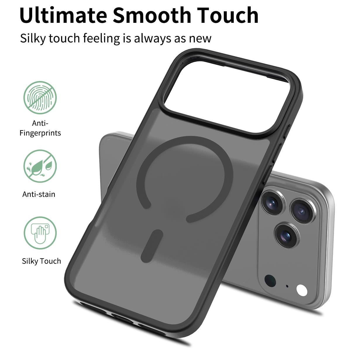 Magnetic Phone Case for iPhone 17 Pro Max, Semi-Transparent Frosted Back for iPhone 16E, 15, 14P, High-Quality Texture