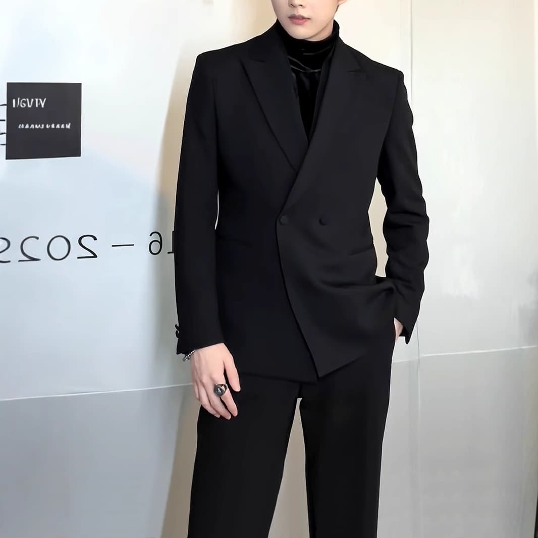 Spring and autumn cold style high-end suit suit for men Korean style casual light luxury design business black suit jacket