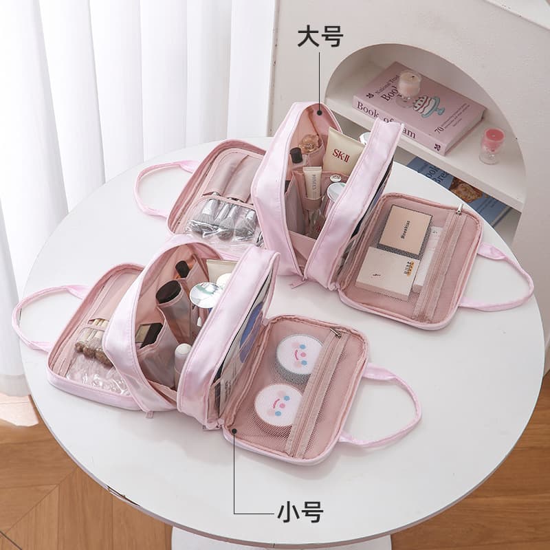 Cross-border Hot Seller [Yaya] Three-Layer Portable Handheld Storage Bag, Fashionable Denim Large-Capacity Travel Toiletry Bag