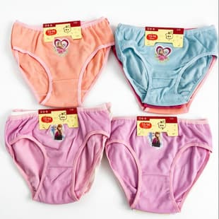 Girls Triangle Briefs 12-Pack, 3 per Card, Cartoon Printed Frozen Barbie Princess Triangle Children's Underwear