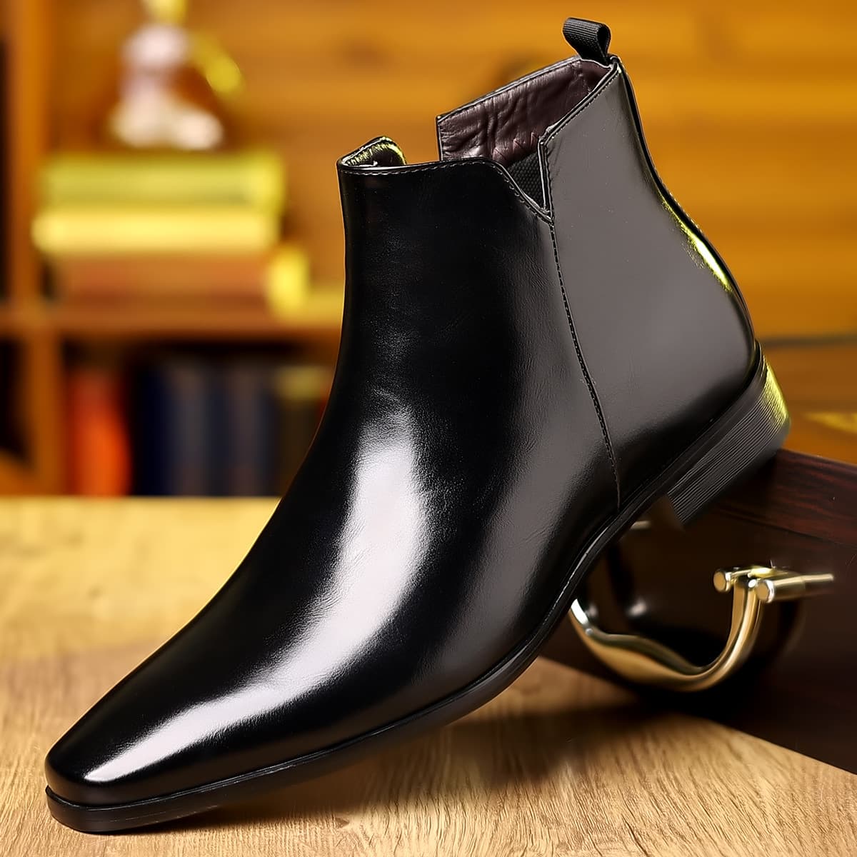 Amazon Best-Selling Cross-Border Large Size Chelsea Boots High-Top Leather Boots Men's Pointed Toe British Style Men's Boots