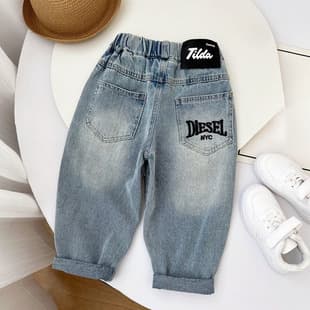 Boys Jeans 2025 Spring Autumn Boys Toddler Casual Simple Pants Kids Spring Washed Soft Denim Jeans Trendy