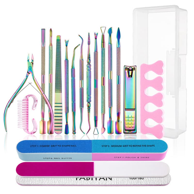 Stainless Steel Color Titanium Nail Tool Set - Cuticle Nipper, Cuticle Pusher, Manicure Tool Kit, Nail Care Set