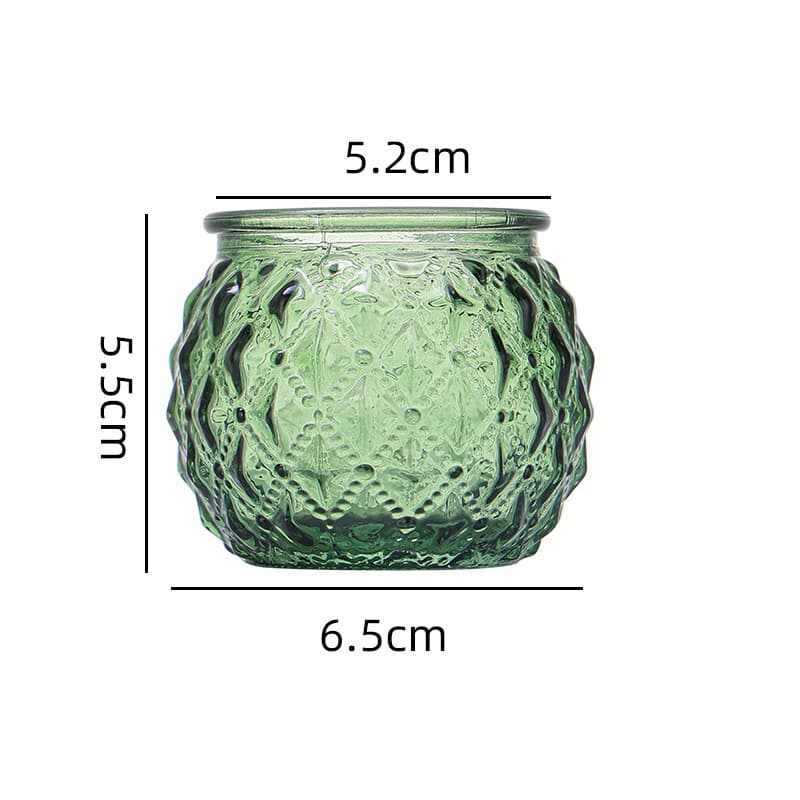 Cross-border Amazon Exclusive Embossed Glass Candle Holder Set, Colored Aromatherapy Candle Cup, Striped Pattern Candle Holder, Diamond Pattern