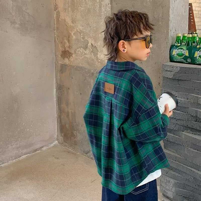 Children's Clothing Boys' Shirt 2022 New Spring/Autumn Plaid Long-sleeve Thin Kids' Shirt Autumn Clothing Fall Jacket