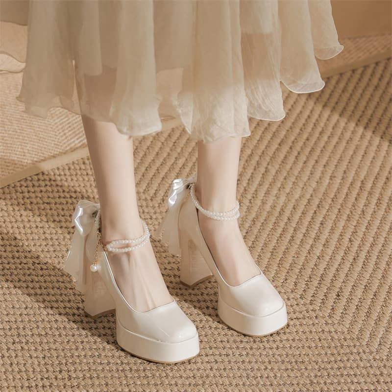 8088-Z32-L62/996-Z32-L62 French Vintage Dress Shoes Chunky Heel Platform High Heels New Style