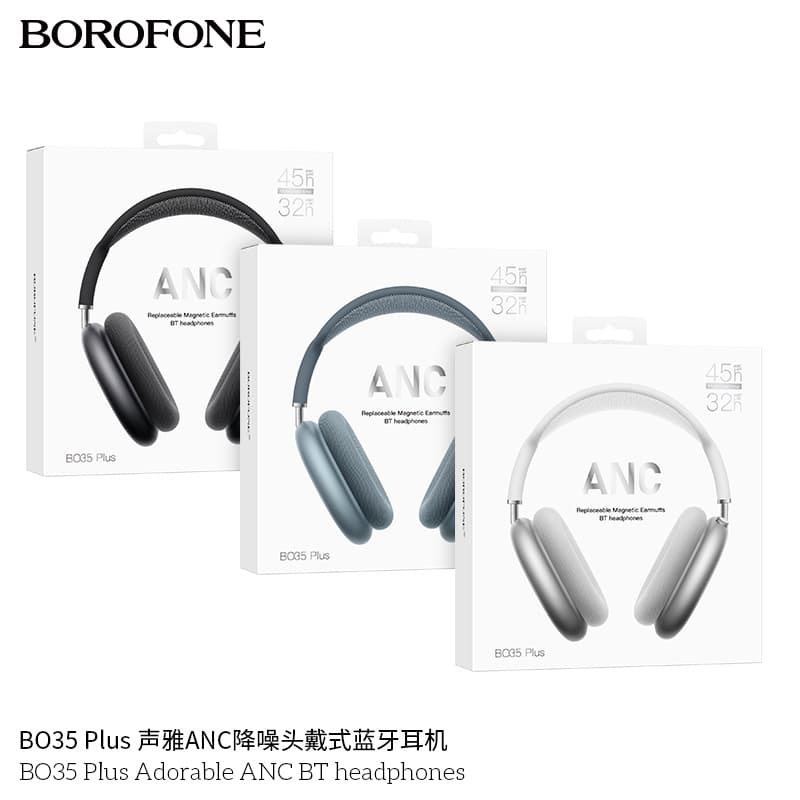 BOROFONE BO35 Plus Over-Ear ANC Noise Cancelling Wireless Bluetooth Headphones AirPods Style Max