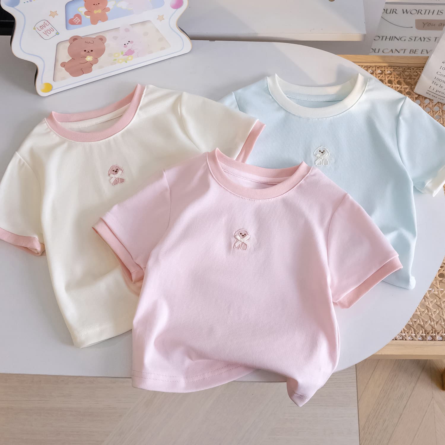 New Summer Casual Sweet Short-Sleeve T-Shirt for Baby Girls, Versatile Princess Top for Toddlers and Young Children, Size 3