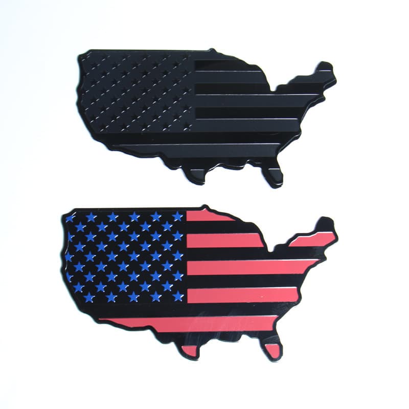 United States map metal car sticker black flag car metal 3D car logo truck modified 3D car sticker 7"x4"