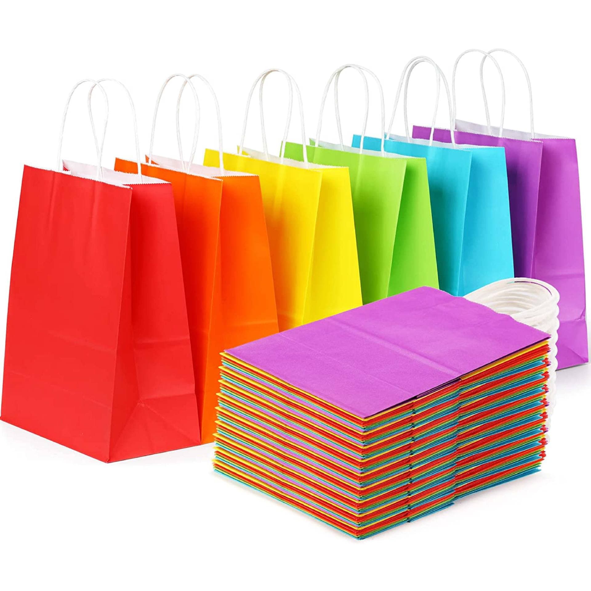 Ready-to-Ship Solid Color Handled Kraft Paper Bags, Milk Tea Coffee Takeout Bags, Colored Gift Shopping Bags Universal