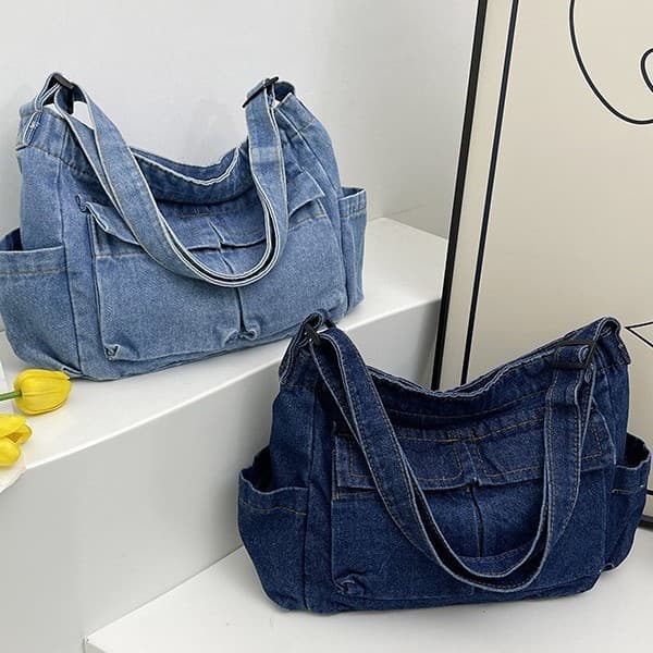 Denim Bag Korean Style Literary Shoulder Bag Handbag Japanese Style Harajuku Retro Lazy Style Women's Large Capacity Crossbody Bag