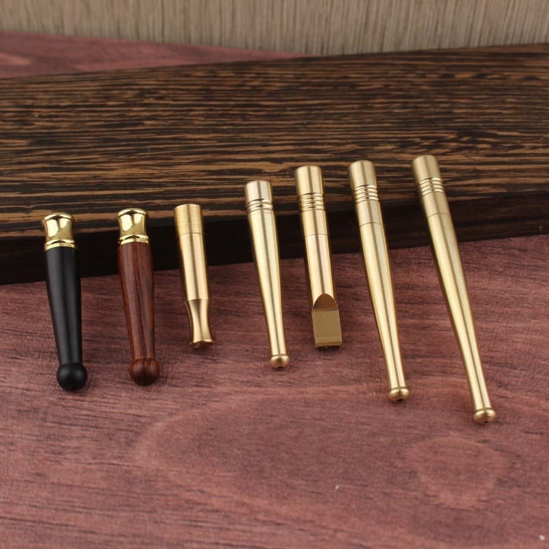 Foreign trade cross-border new style brass cigarette holder pull-rod filter type portable full brass pipe thick and thin cigarette multi-purpose