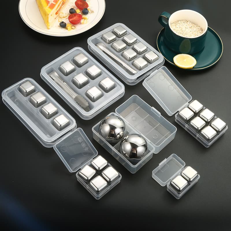 304 Stainless Steel Ice Cubes Quick Freeze Round Ice Pebbles Summer Cooling Chilling for Cola Whiskey Reusable Ice Ball Set