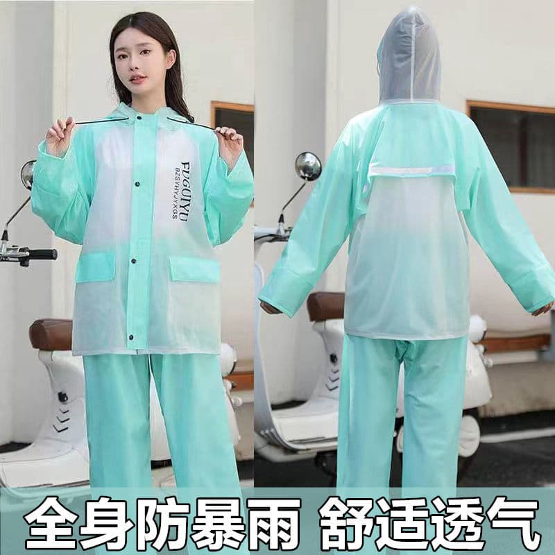 Raincoat and Pants Set Two-Piece Rainwear Split Style Unisex Single Electric Vehicle Raincoat Thickened Heavy Rain Riding