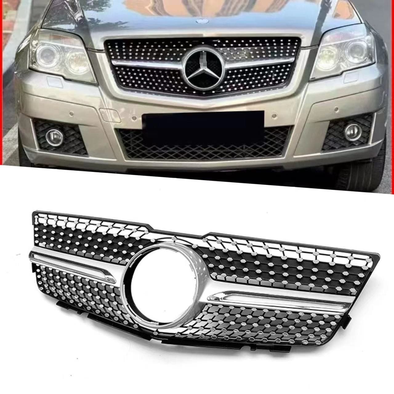 Compatible with 2009-2012 Mercedes-Benz GLK-Class X204 Star Diamond Grille, OEM Replacement