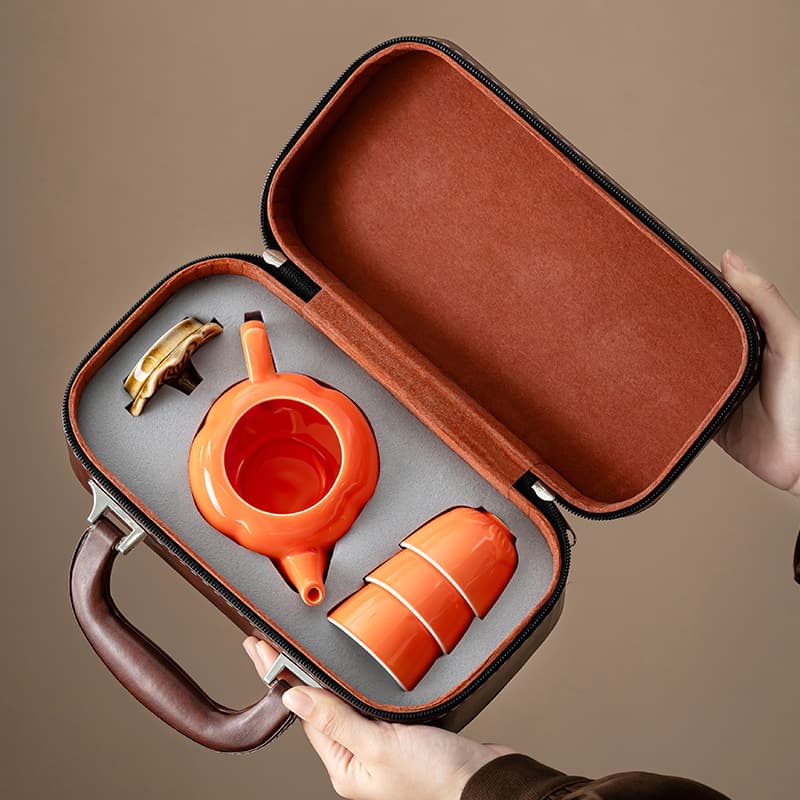 New Tea Set Persimmon Teapot Ceramic Teacup Gift Box Practical Gift Premium Corporate Annual Meeting Custom Logo