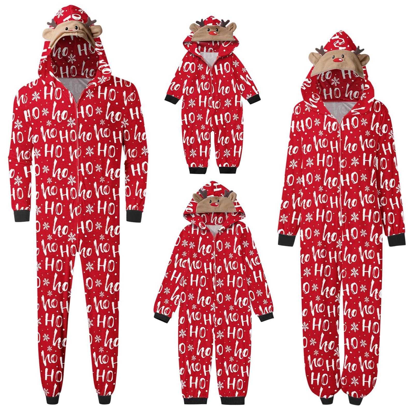 Christmas Family Matching Outfits, Fashionable Hooded Christmas Print Romper, Christmas Loungewear, Jumpsuit, Family Matching Set