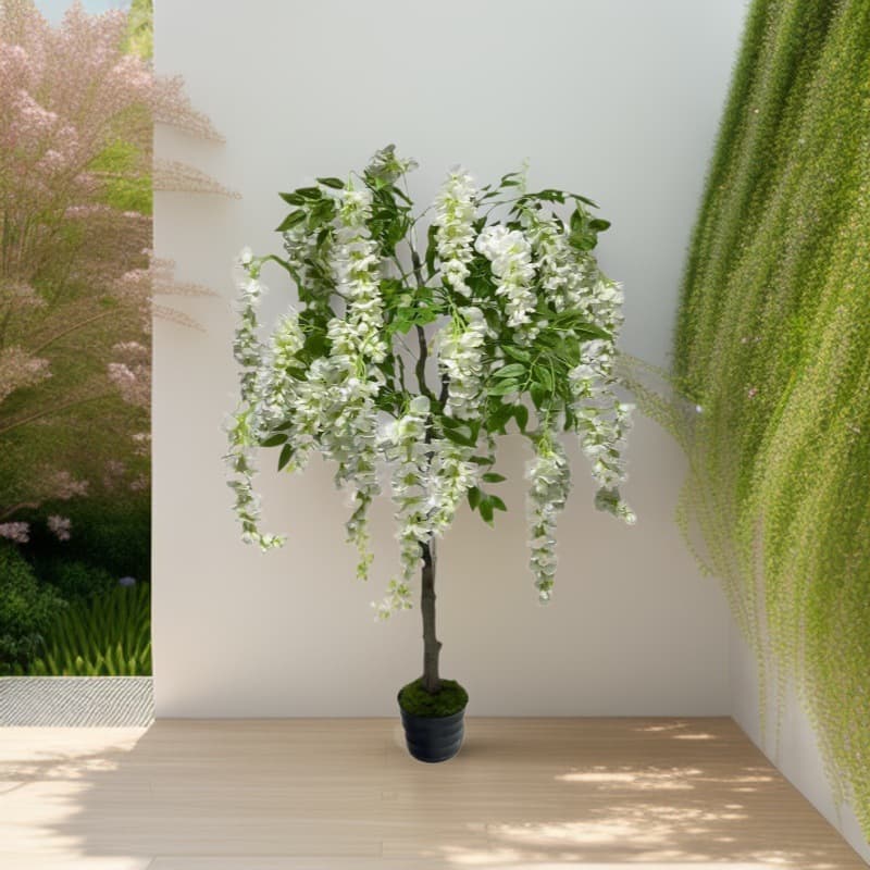 Artificial Wisteria Tree for Indoor Hotel Garden Decoration, Hanging Mall Landscape, Home Floor Ornament