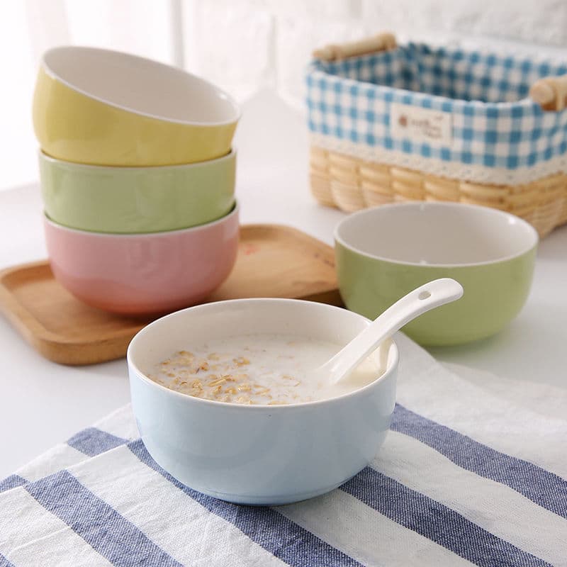 Nordic glaze ceramic bowl household soup bowl rice bowl oatmeal bowl ins dessert bowl tableware gift ins style tableware
