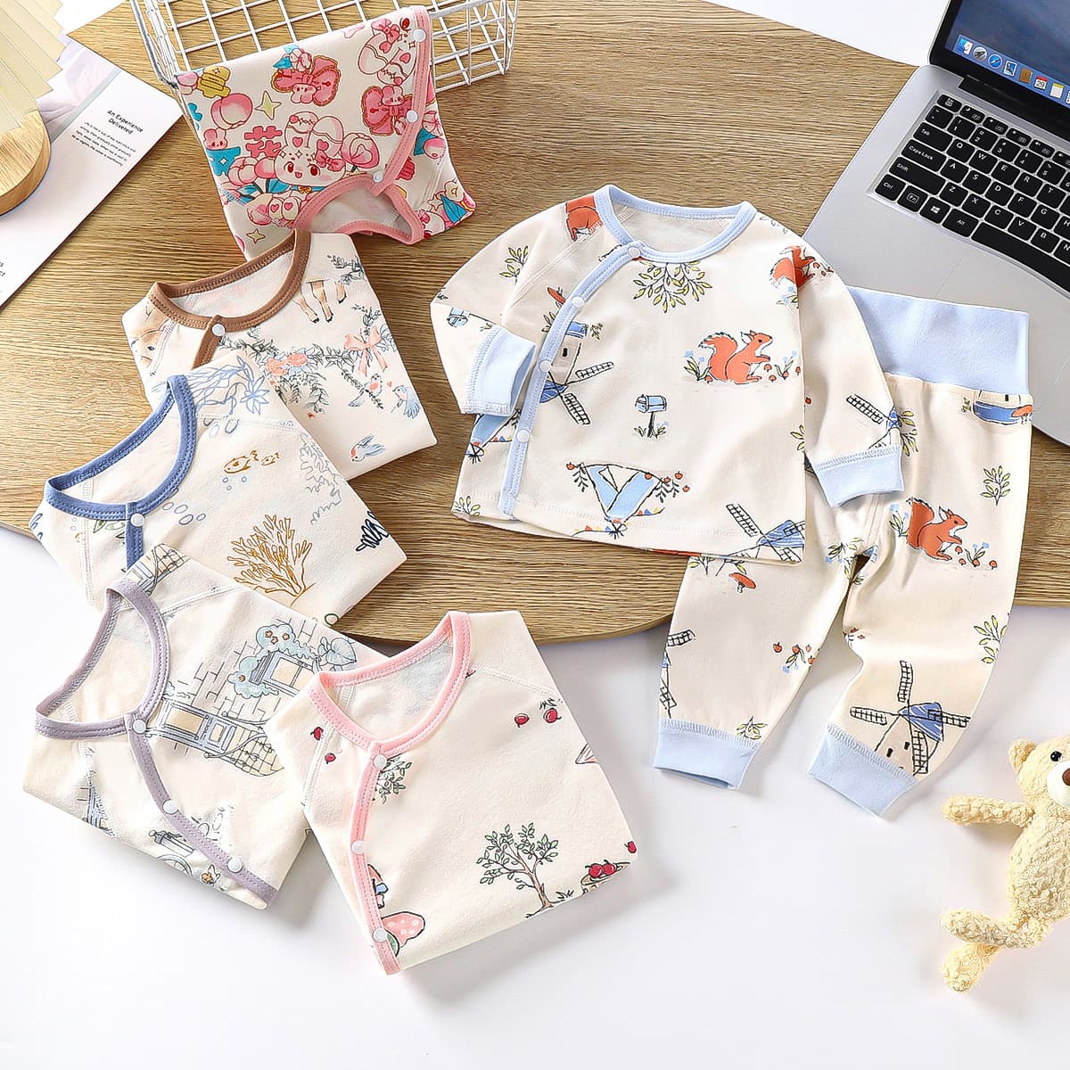 Children's Underwear Set Pure Cotton Pajamas Girl Baby Autumn Clothes and Pants All-Cotton Class A Clothing Boys Loungewear Kids Apparel