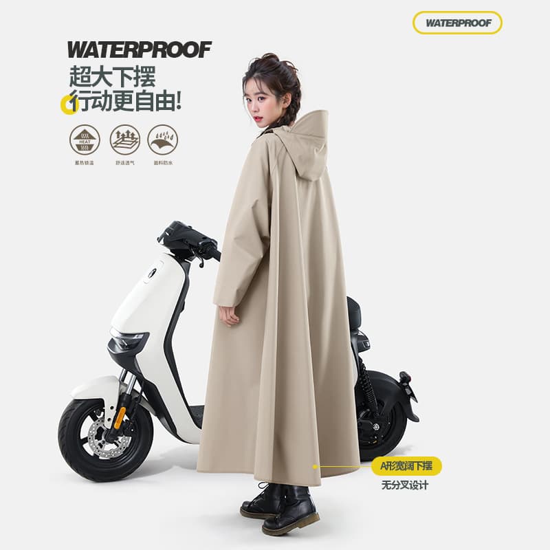 Electric Vehicle Raincoat Full-Body One-Piece Thickened Heavy Rain Poncho, Motorcycle-Specific Outerwear for Adult Riding, Women's Rain Cape