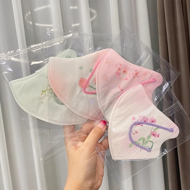 New 2025 Fashionable Pink Cherry Blossom 3D Face Mask, Thin and Breathable Disposable for Women, Summer Style