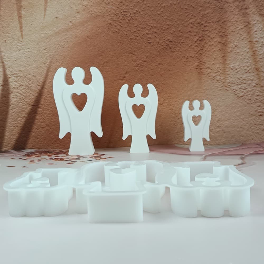 S1666 Three Angel Figurines Desktop Decoration Cement Plaster Mold DIY Silicone Mold