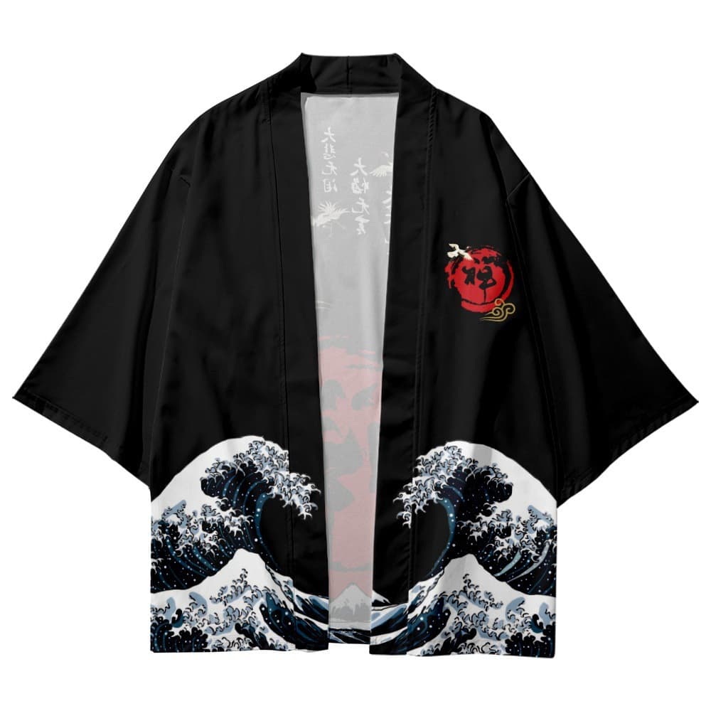 2023 Summer Kimono Cross-border Illustration 3D Printed Seven-sleeve Shirt Taoist Robe Cardigan Loose Men's Haori Shipping