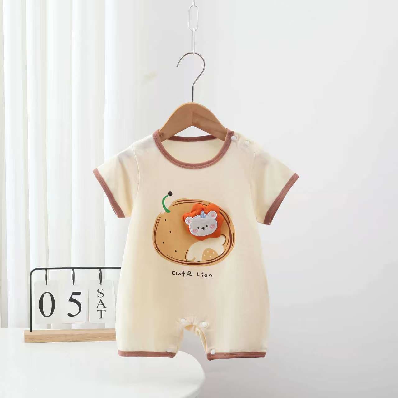Baby Summer New Onesie Small Month Baby Short Sleeve Romper Bodysuit Boys and Girls Air Conditioning Wear Outing Wear