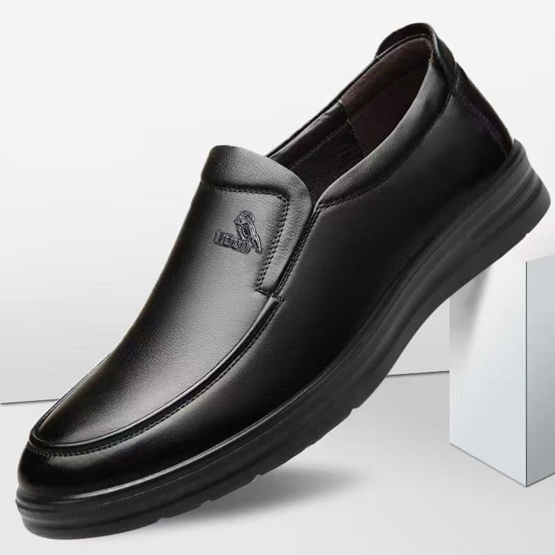 Business leather shoes new men's leather shoes casual soft-soled anti-slip leather shoes for middle-aged and elderly men breathable slip-on dad shoes