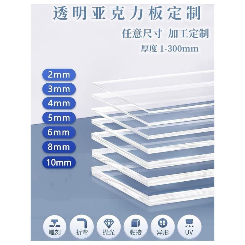 Transparent Sheet, Acrylic PMMA Plate for Laser Engraving, Cutting, Drilling, Bending, UV Printing, and Bonding