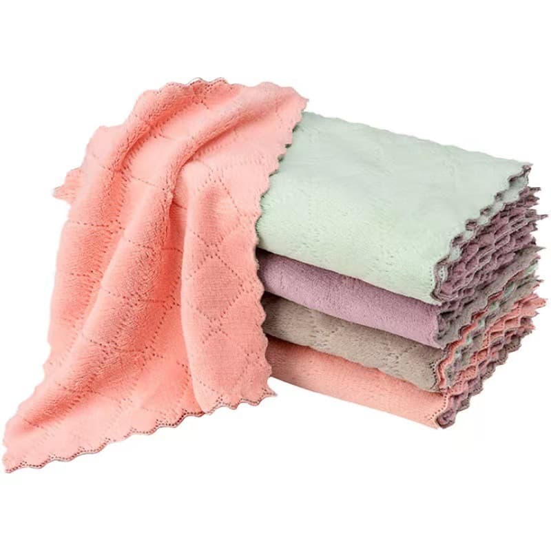Wooki Kitchen Household Cleaning Rag, Water-absorbent Thickened Extra Large Non-shedding Soft Household Cleaning Cloth Scouring Pad