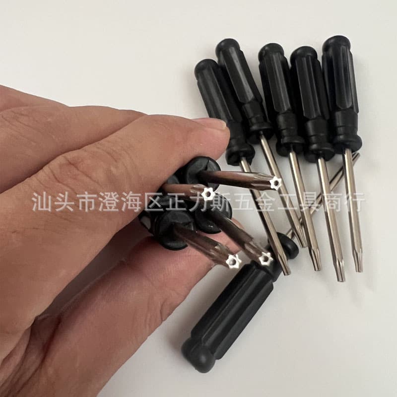 Black Handle Torx T8 Security Star Screwdriver with Hole for Game Console Drone Repair Tool