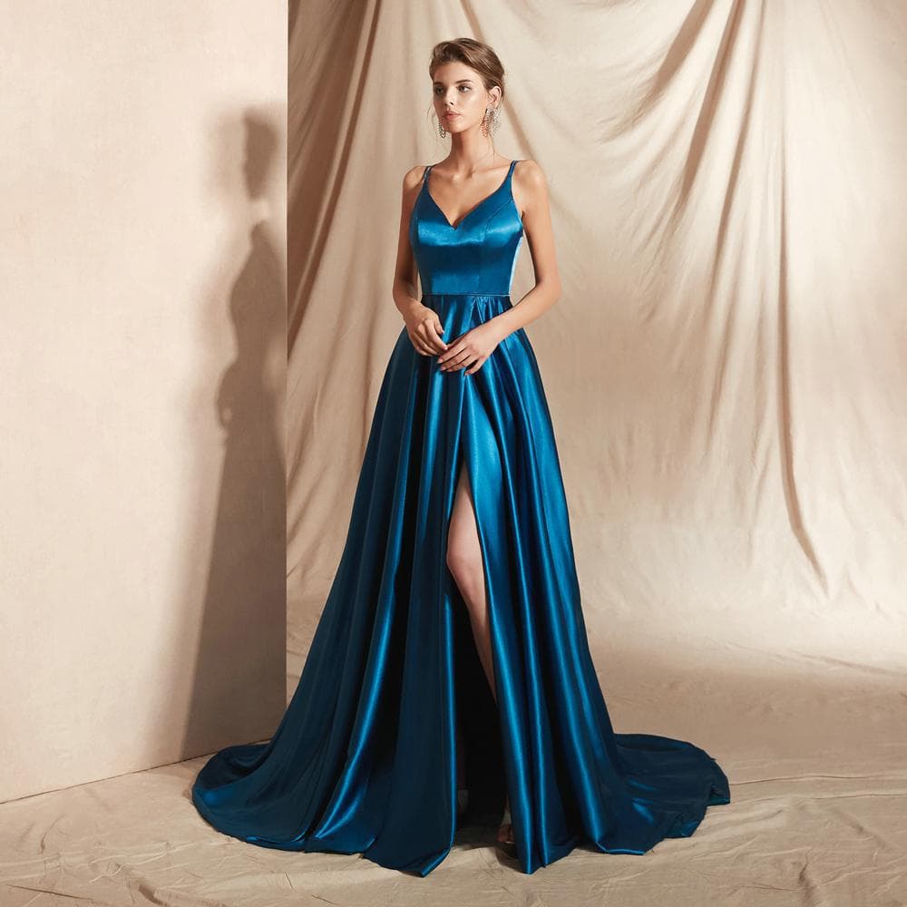 Trendy Banquet Dress 2026 Summer New Flowing Simple Slit Elegant Annual Meeting Sexy Evening Gown for Women