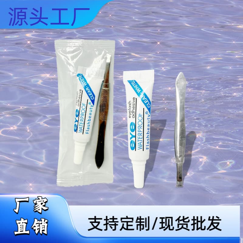 4g false eyelash glue with complimentary tweezers, gentle and non-irritating for self-application, quick-drying eye beauty tool kit.