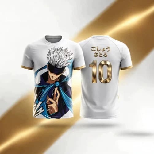 Jujutsu Kaisen 2026 Summer Gojo Sato T-shirt Men's Anime Print Casual Loose Oversized