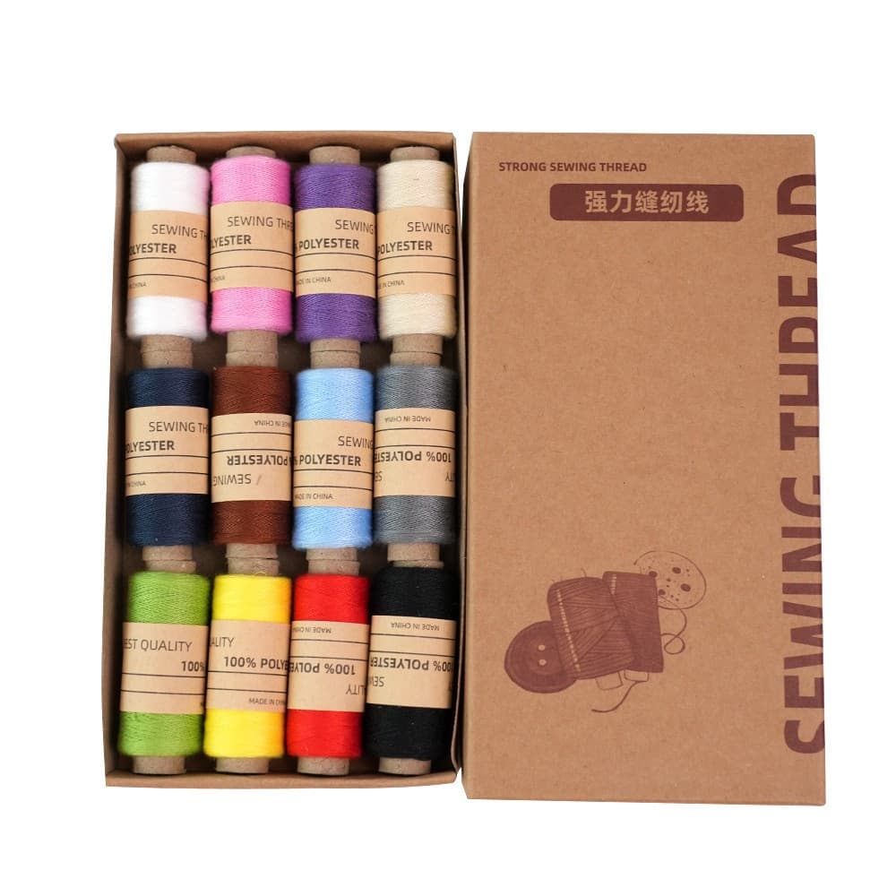 Household color sewing thread kraft paper box color hand sewing machine thread small roll thread 300 yards wholesale hand sewing thread