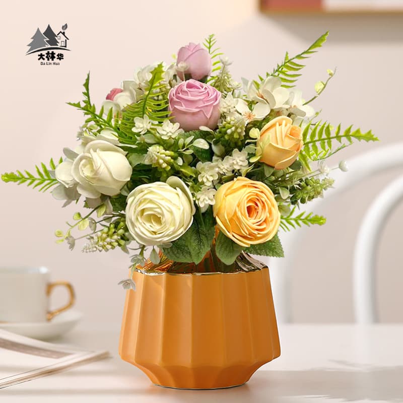 Nordic Artificial Flowers 5-Branch Persian Grass Rose Fake Flower Arrangement Bouquet Pastoral Fresh Wedding Venue Decoration