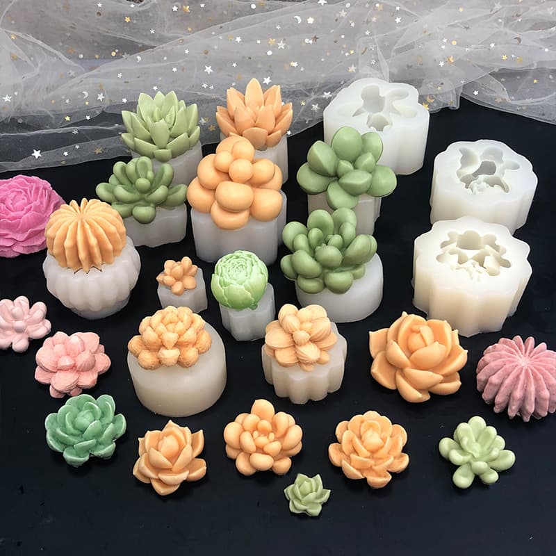 Cross-Border New 3D Succulent Silicone Mold Scented Candle DIY Handmade Plaster Flower Pot Decoration Resin Mold