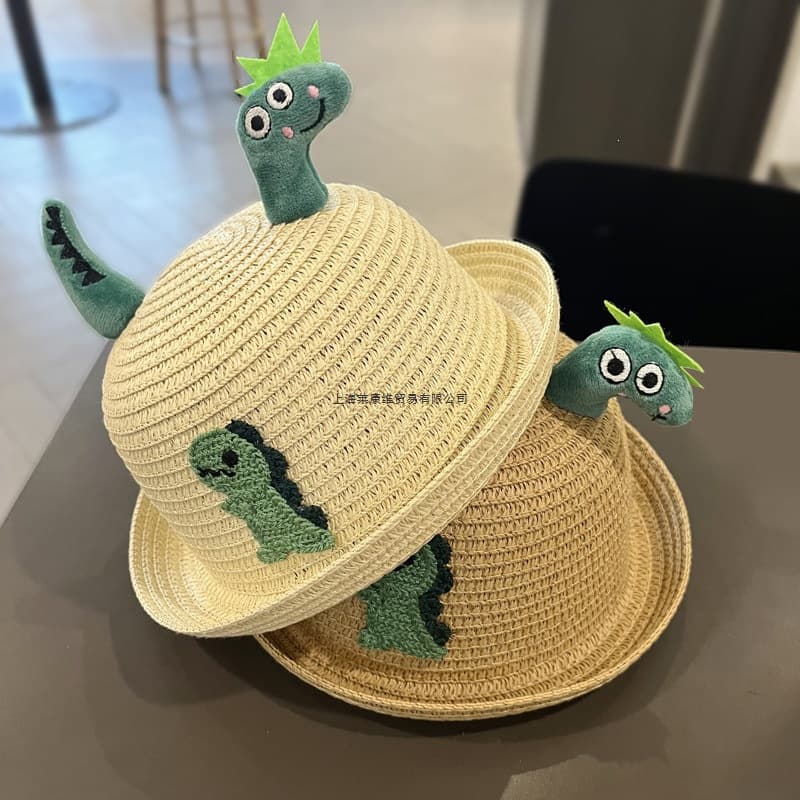 Baby Boy Dinosaur Hat Summer Toddler Straw Hat Infant Sun Protection Cap Kids Sunshade Fisherman Cool Hat