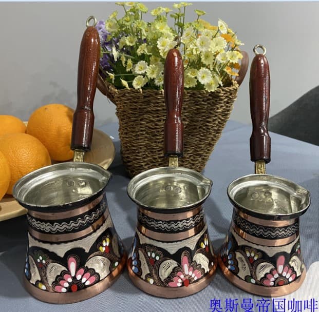 Turkish Tea Pot Multifunctional Handle Sand Pour-Over Enamel Tea Set Heating Coffee Pot Handmade Copper Tea Pot