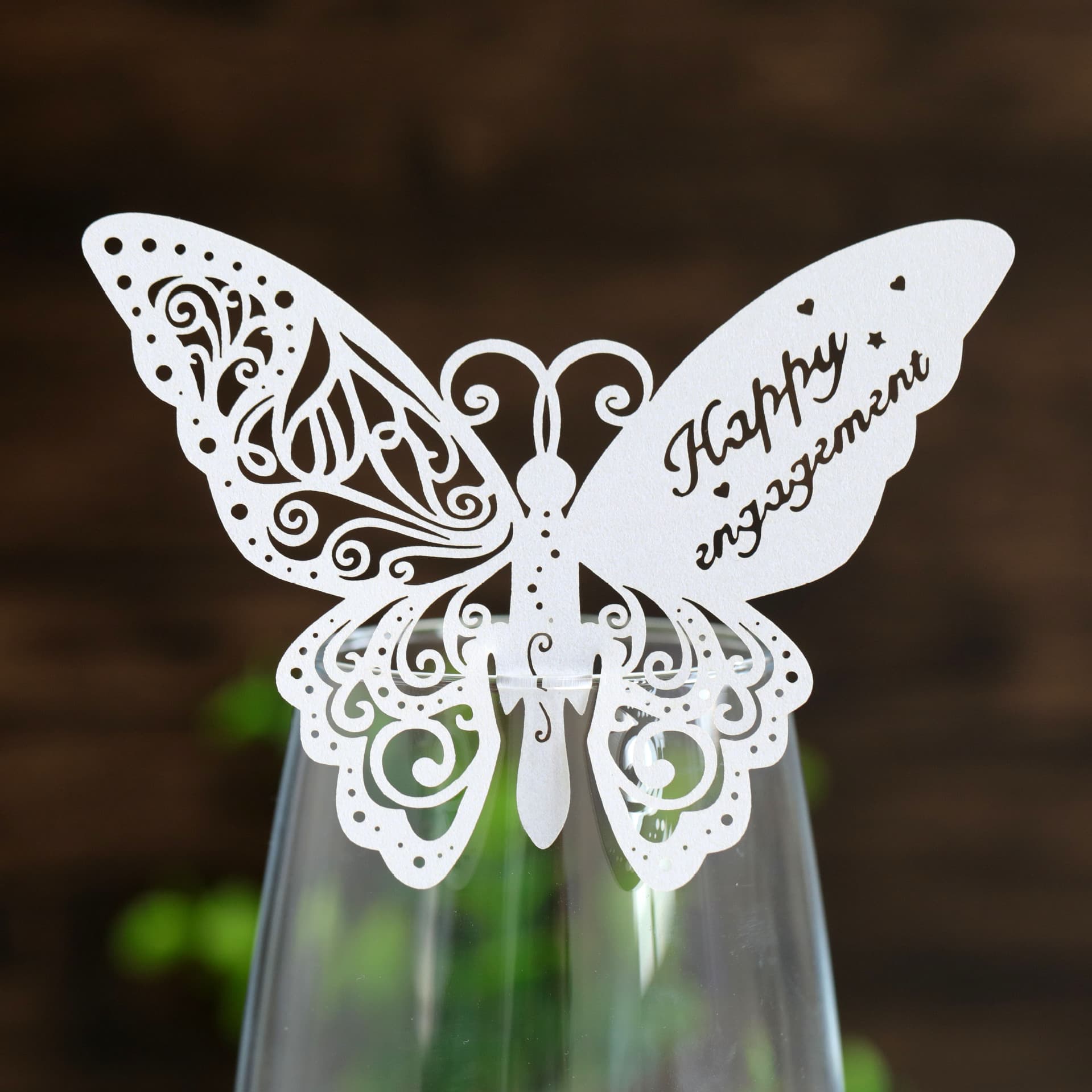 Cross-border Engagement Laser 3D Butterfly Red Wine Glass Card English Engagement Card Factory Stock