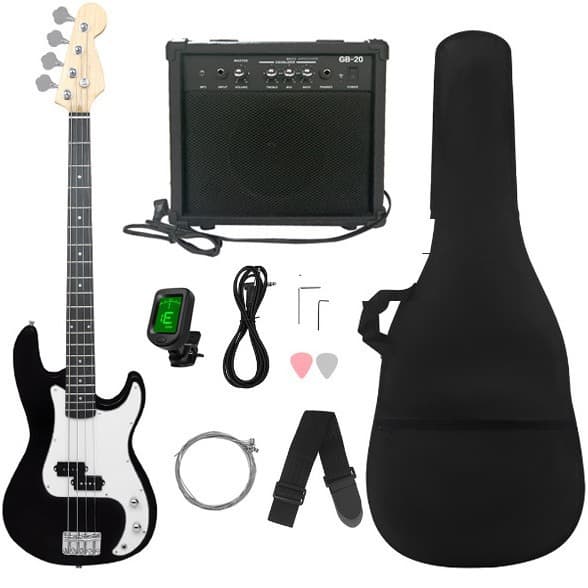 Factory Direct; 4-String Electric Bass, Electric Bass Kit, Bass Guitar, Beginner/Professional P-Style Bass for Kids