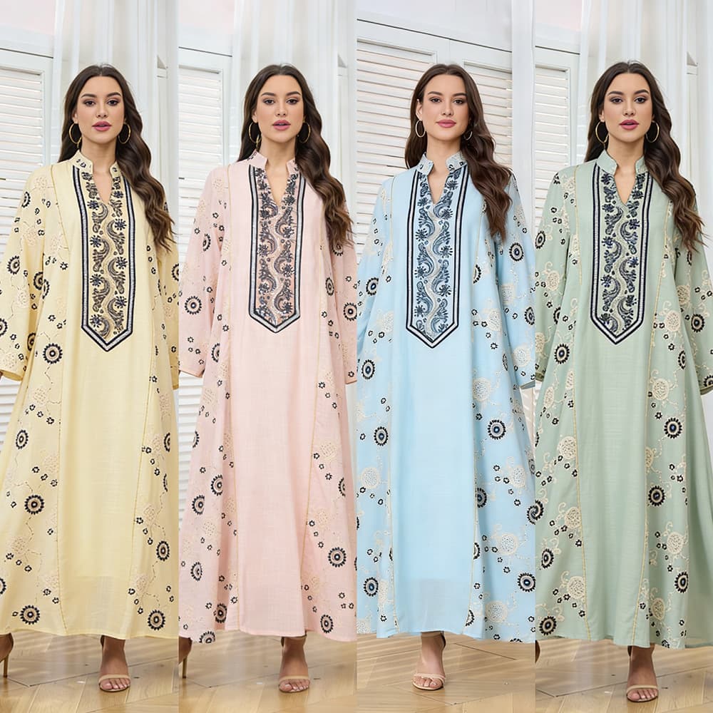 MT509 Women's Dress from Foreign Trade Garment Factory, Fashionable Embroidered Sequin Plus Size Women's Dress, Party Cross-Border New Long Dress