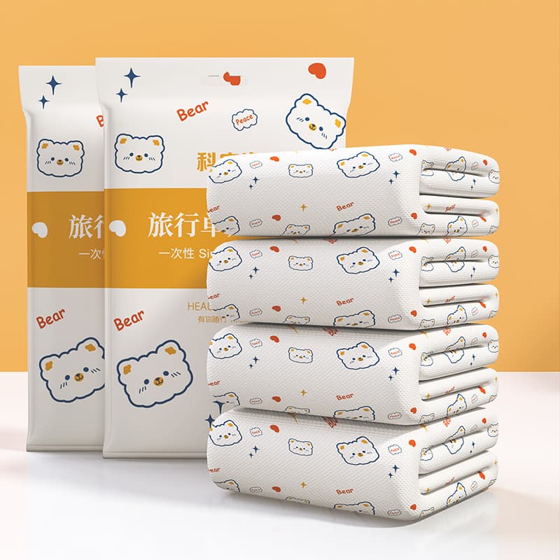 Travel Thick Portable Disposable Printed Double 4-Piece Bedding Set for Hotels and Business Trips