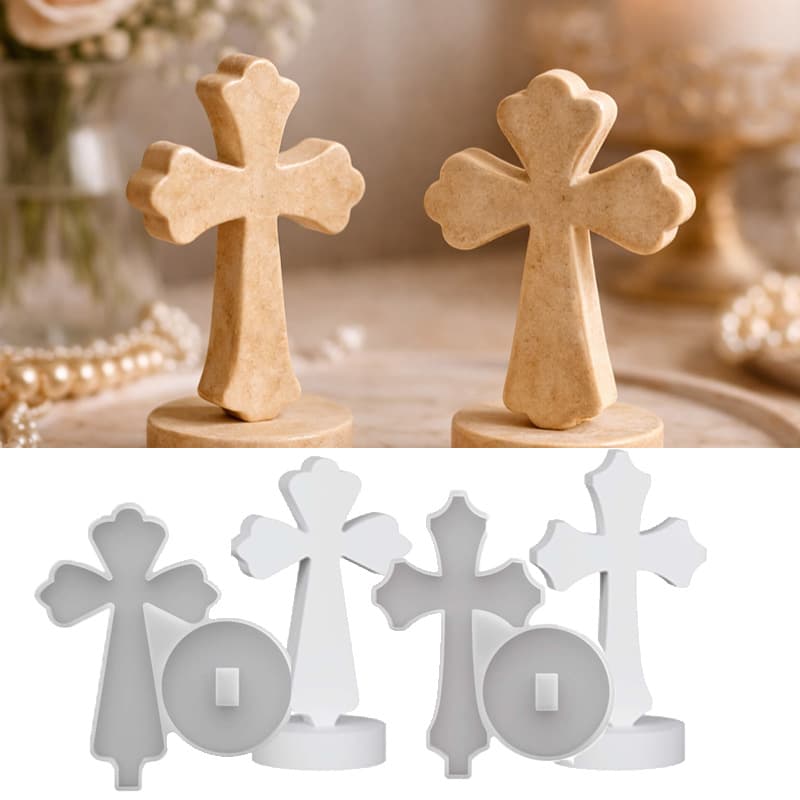 Sweet DIY Easter New Cross Ornament Silicone Mold Simulation Church Decoration Plaster Mold
