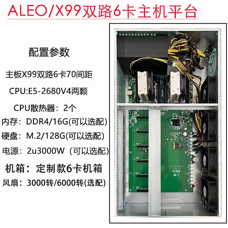 ALEO6 Card Host Platform X99 Dual-Channel Six-Card Multi-GPU Server Motherboard Artificial Intelligence Computing Host Chassis