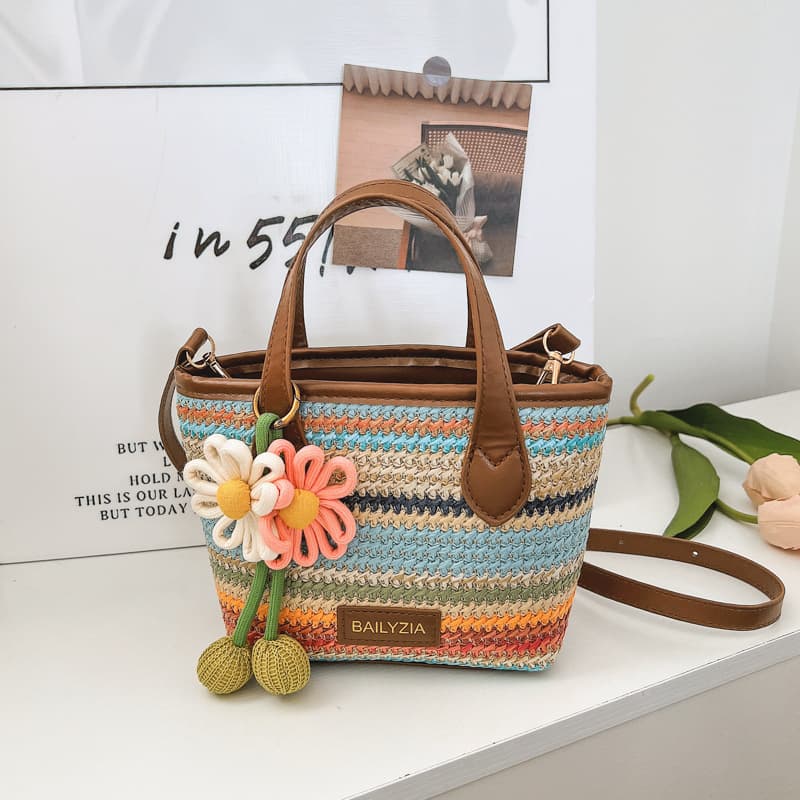 Niche Handbags, Single-Shoulder Crossbody Bags, Straw Woven Bags, Bucket Bags, New Summer Handbags for Women, Woven Single-Shoulder Small Bags