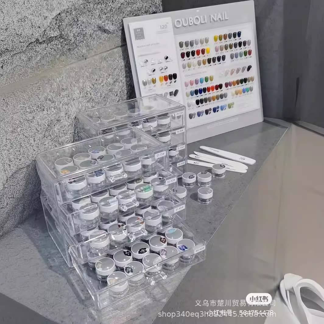 Nail art jewelry box nail polish glue storage Japanese phototherapy glue storage box acrylic transparent drawer storage box