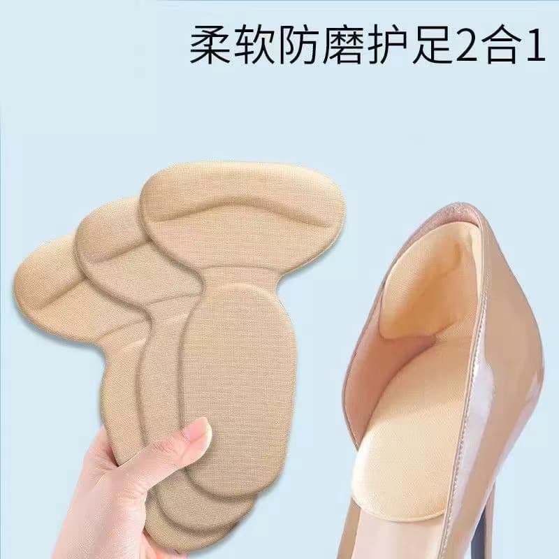 Heel sticker shoes have been changed to small anti-wear feet and anti-heel fall-off half-size pads for women's high-heeled shoes to adjust shoes to one size larger.